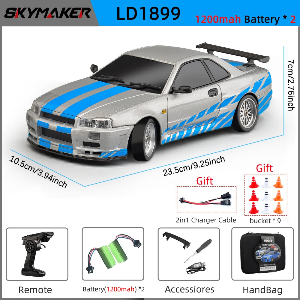 Nissan Skyline R34 Rc Drift + Mando Electronico con Estuche