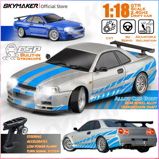 Nissan Skyline R34 Rc Drift + Mando Electronico con Estuche